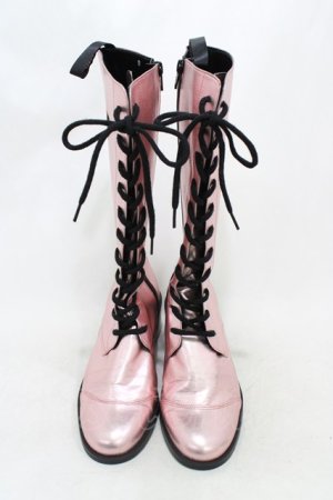 画像: MILK / レースアップブーツ S ピンク H-26-01-20-1001-ML-SH-KB-ZH