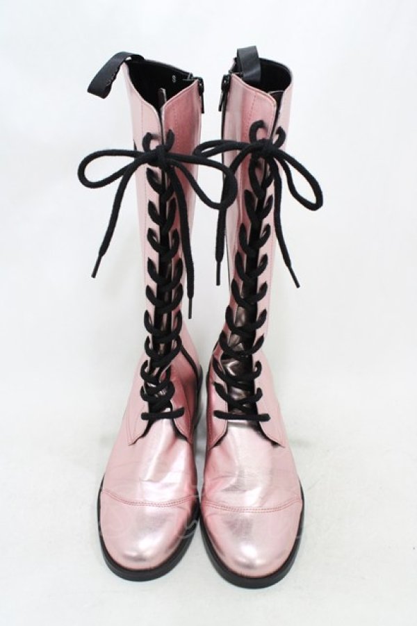 画像1: MILK / レースアップブーツ S ピンク H-26-01-20-1001-ML-SH-KB-ZH (1)