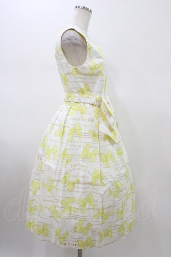 画像3: Jane Marple / The 35th ribbonスクエアドレス  オフホワイト×イエロー H-26-01-20-1040-JM-OP-KB-ZH (3)