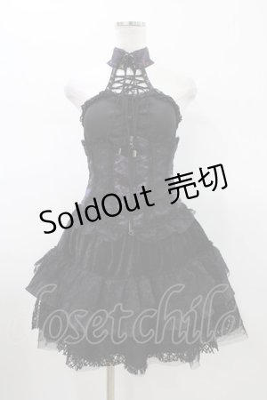 画像: Qutie Frash / ジャガード切替ホルターワンピース  紫 H-26-01-20-1043-QU-OP-KB-ZH