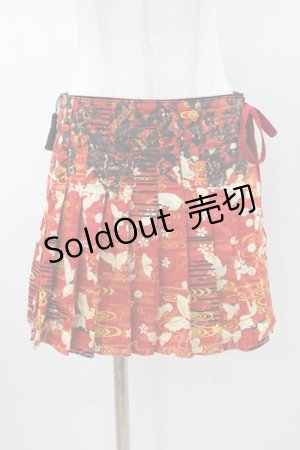 画像: gouk / プリーツ切替ラップスカート  黒×赤 H-26-01-20-1052-GO-SK-KB-ZH