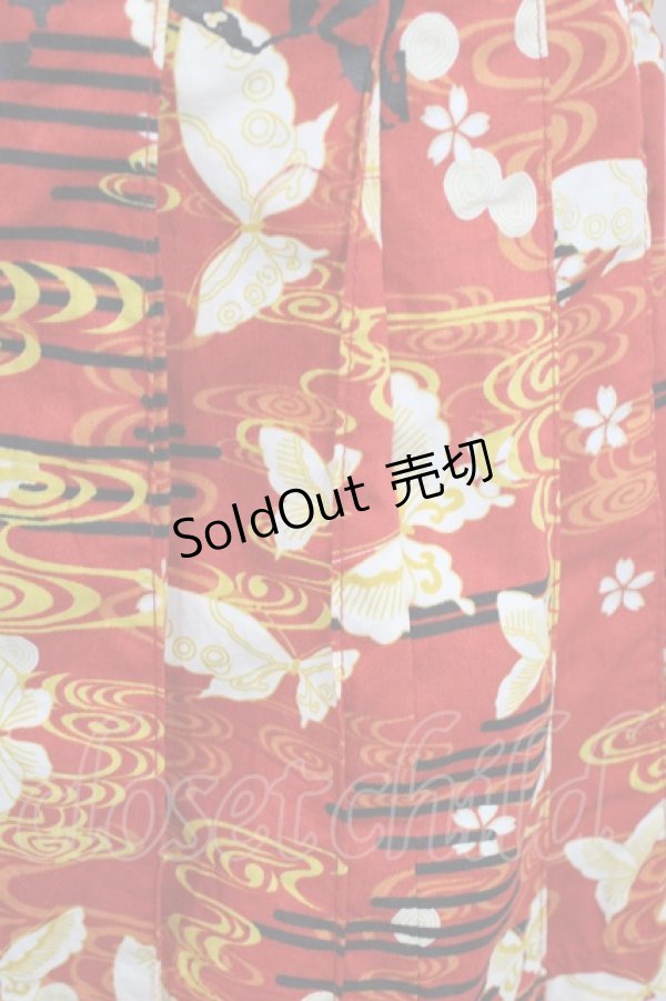 画像3: gouk / プリーツ切替ラップスカート  黒×赤 H-26-01-20-1052-GO-SK-KB-ZH (3)