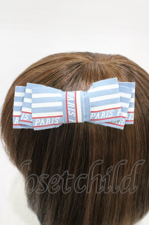画像2: Jane Marple / Bonjour Paris ribbon hair-corsage  blue gray H-26-01-20-1005-JM-AC-KB-ZH (2)