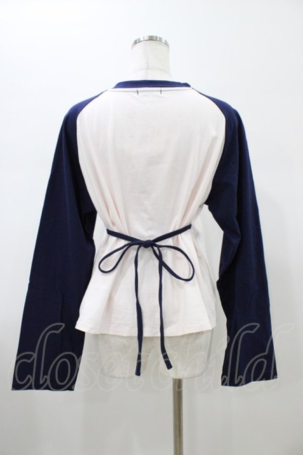 画像2: Candy Stripper / ADORE YOU RAGLANトップス  ピンク×ネイビー H-26-01-20-1056-PU-TO-KB-ZH (2)