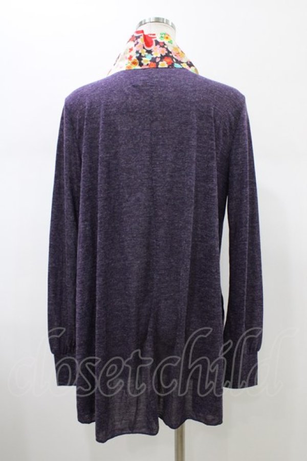 画像2: gouk / 和柄切替カーディガン  パープル H-26-01-20-1058-GO-TO-KB-ZH (2)