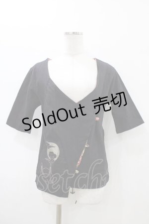 画像: gouk / バック編上げ半袖カーディガン  ブラック H-26-01-20-1063-GO-TO-KB-ZH