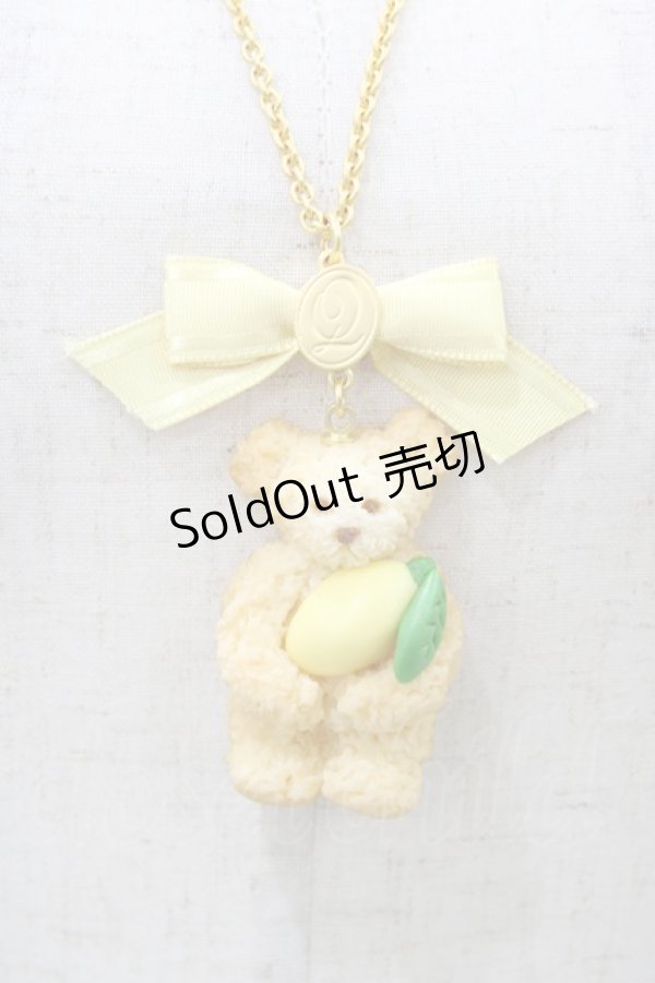 画像1: Q-pot. / テディベアクッキーネックレス  ミルククッキー×レモン H-26-01-20-1021-QP-AC-KB-ZH (1)