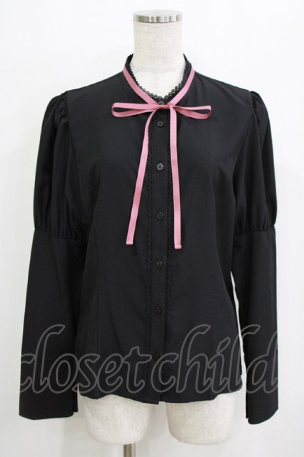 画像1: Kurumi Collaboration / KRデシンジゴスリブラウス L ブラック H-26-01-20-051-GO-BL-NS-ZH (1)