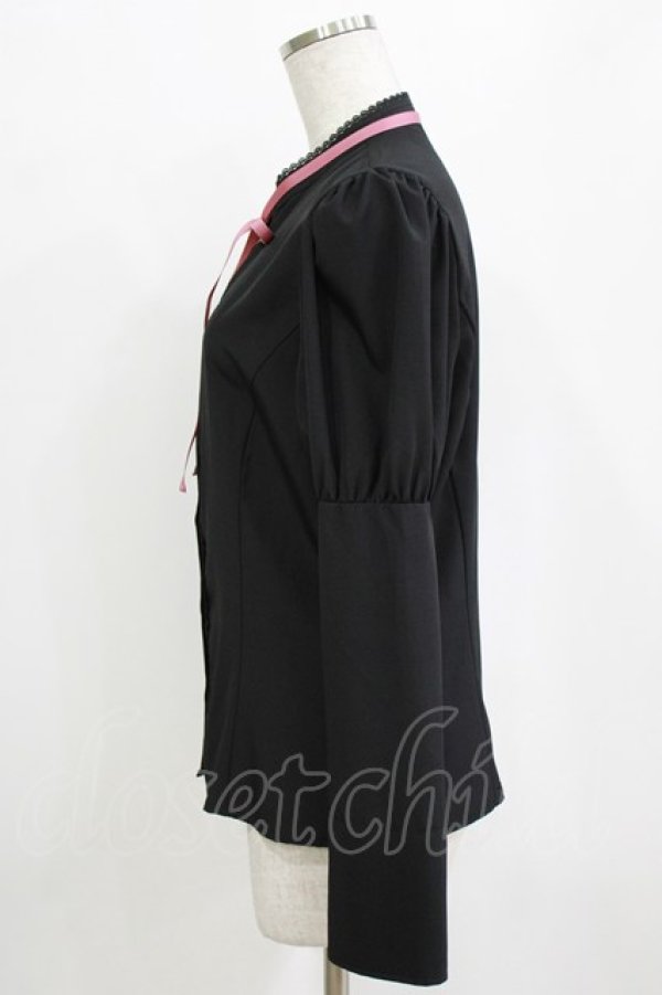 画像2: Kurumi Collaboration / KRデシンジゴスリブラウス L ブラック H-26-01-20-051-GO-BL-NS-ZH (2)