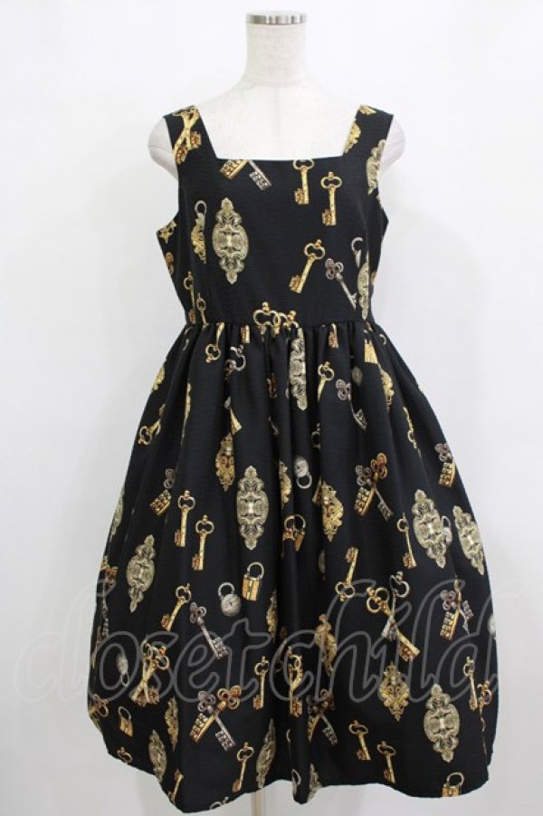 画像1: LIEF / Classic Key Printジャンパースカート L/XL ブラック H-26-01-20-005-LO-OP-NS-ZH (1)