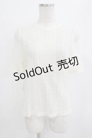 画像: F&A / ストライプレース5分袖トップス Free IVORY H-26-01-20-056-LO-TO-NS-ZH