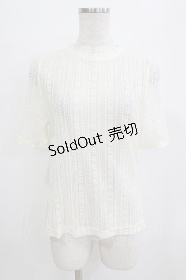 画像1: F&A / ストライプレース5分袖トップス Free IVORY H-26-01-20-056-LO-TO-NS-ZH (1)