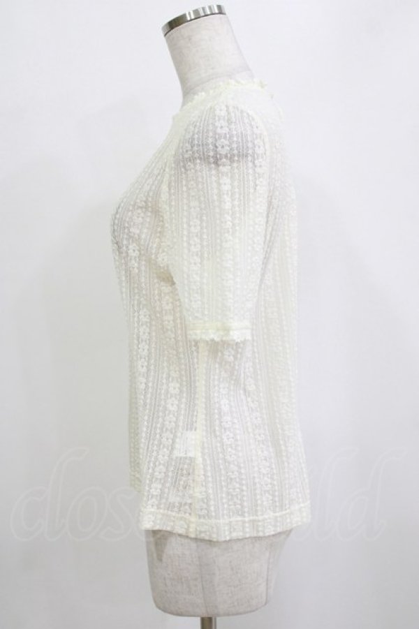 画像2: F&A / ストライプレース5分袖トップス Free IVORY H-26-01-20-056-LO-TO-NS-ZH (2)