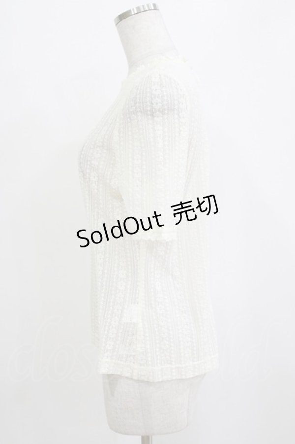 画像2: F&A / ストライプレース5分袖トップス Free IVORY H-26-01-20-056-LO-TO-NS-ZH (2)