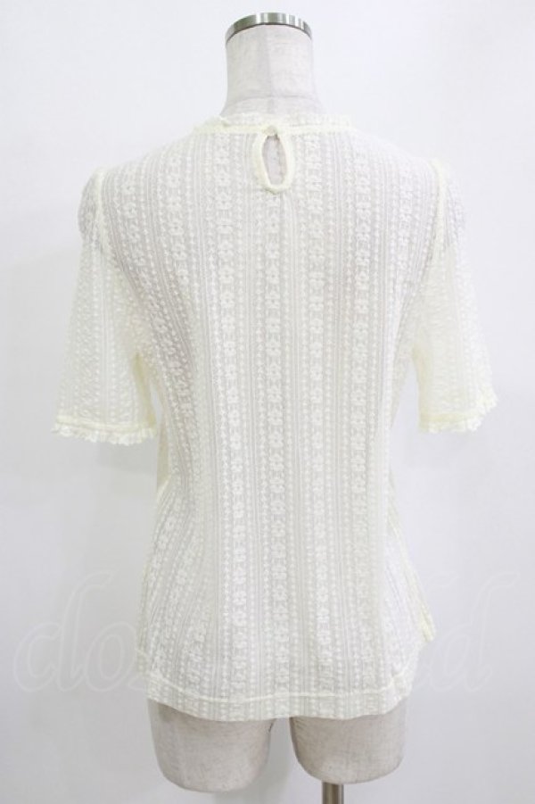 画像3: F&A / ストライプレース5分袖トップス Free IVORY H-26-01-20-056-LO-TO-NS-ZH (3)