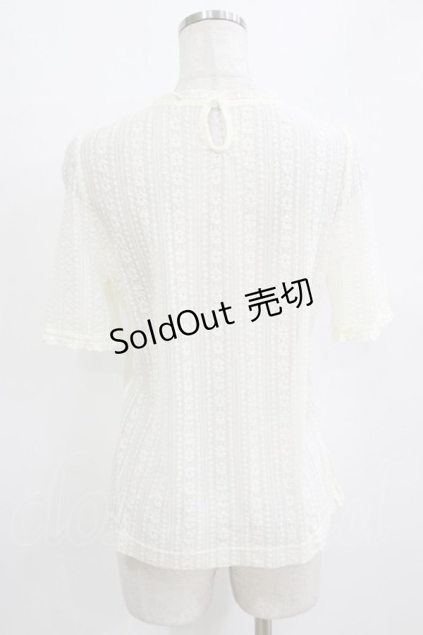 画像3: F&A / ストライプレース5分袖トップス Free IVORY H-26-01-20-056-LO-TO-NS-ZH (3)