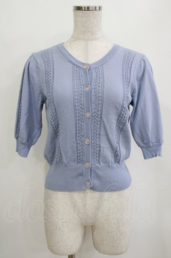 画像1: F&A / プチローズ釦レーシー半袖カーディガン Free BLUE H-26-01-20-057-LO-TO-NS-ZH (1)