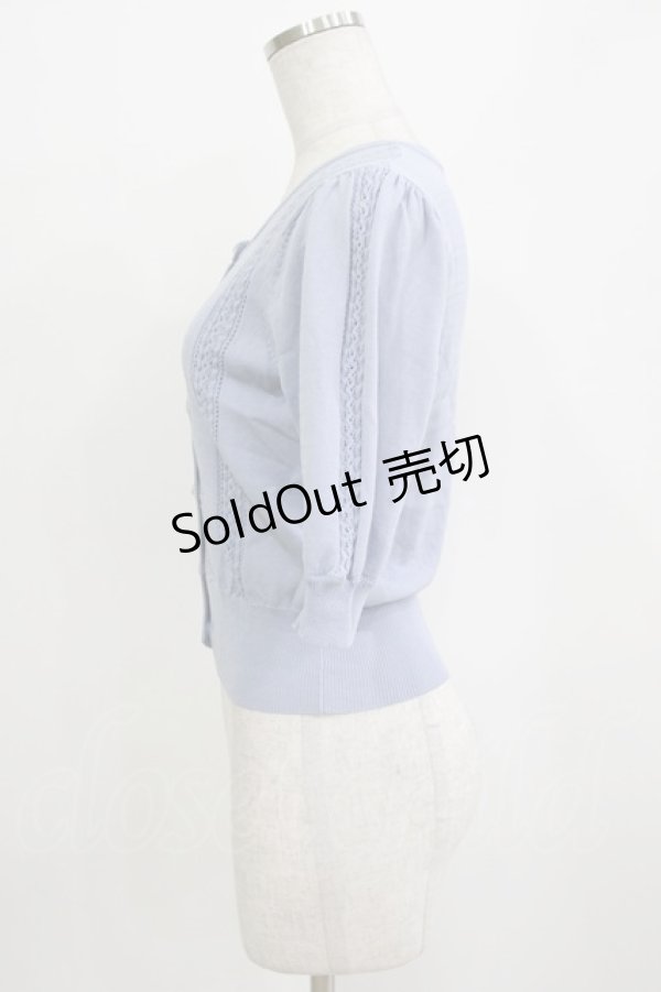 画像2: F&A / プチローズ釦レーシー半袖カーディガン Free BLUE H-26-01-20-057-LO-TO-NS-ZH (2)