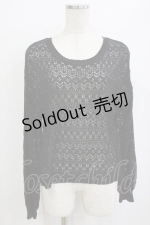 画像: axes femme / レースアップ透かし編みニット Free ブラック H-26-01-20-059-AX-TO-NS-ZH