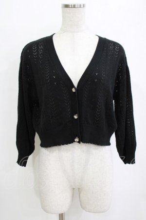 画像: F&A / ドライフラワー釦透かし編み7分袖カーディガン Free BLACK H-26-01-20-060-LO-TO-NS-ZH