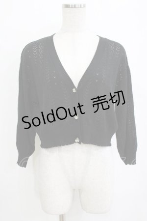 画像: F&A / ドライフラワー釦透かし編み7分袖カーディガン Free BLACK H-26-01-20-060-LO-TO-NS-ZH