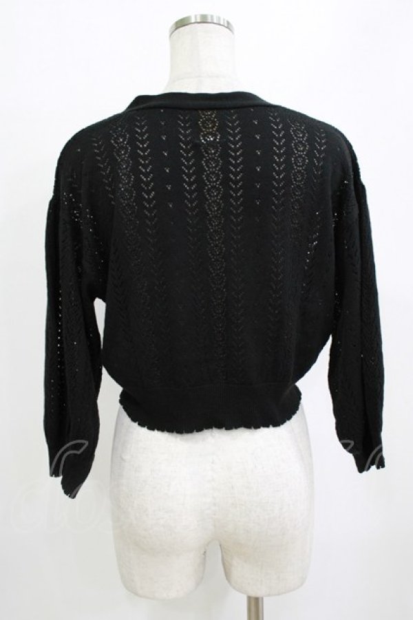 画像3: F&A / ドライフラワー釦透かし編み7分袖カーディガン Free BLACK H-26-01-20-060-LO-TO-NS-ZH (3)