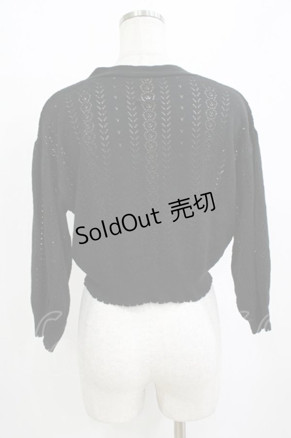 画像3: F&A / ドライフラワー釦透かし編み7分袖カーディガン Free BLACK H-26-01-20-060-LO-TO-NS-ZH (3)