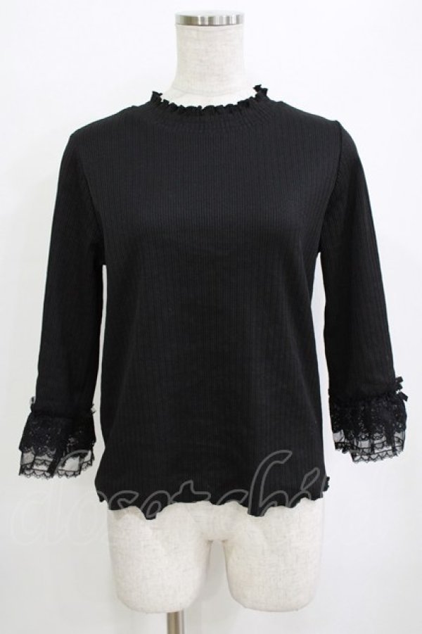 画像1: axes femme / レース重ねデザイン袖プルオーバー Free ブラック H-26-01-20-061-AX-TO-NS-ZH (1)