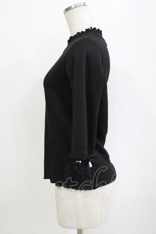 画像2: axes femme / レース重ねデザイン袖プルオーバー Free ブラック H-26-01-20-061-AX-TO-NS-ZH (2)