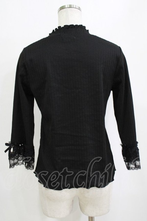 画像3: axes femme / レース重ねデザイン袖プルオーバー Free ブラック H-26-01-20-061-AX-TO-NS-ZH (3)