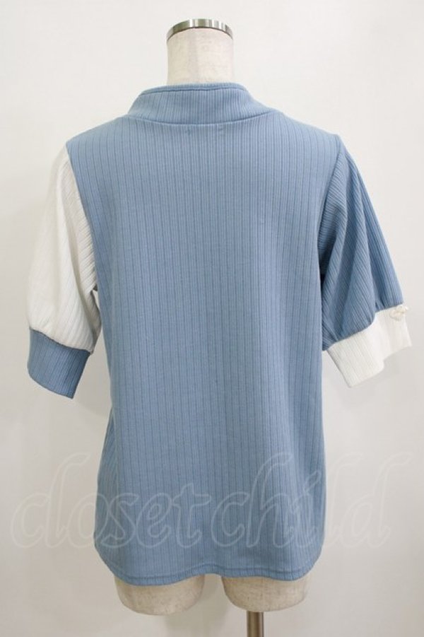 画像3: axes femme / チャイナ釦バイカラープルオーバー Free サックス H-26-01-20-062-AX-TO-NS-ZH (3)