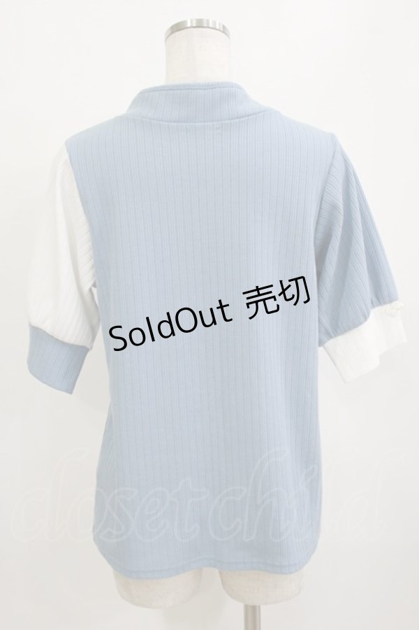 画像3: axes femme / チャイナ釦バイカラープルオーバー Free サックス H-26-01-20-062-AX-TO-NS-ZH (3)