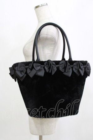 画像: m petit by misako / NINA'Sコラボ リボンファーバッグ  ブラック H-26-01-20-063-LO-BG-NS-ZH