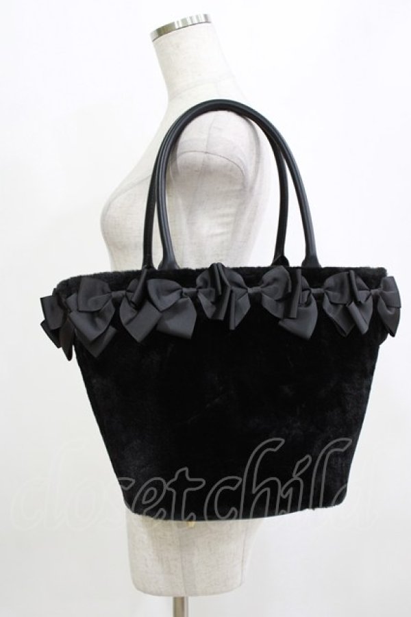 画像1: m petit by misako / NINA'Sコラボ リボンファーバッグ  ブラック H-26-01-20-063-LO-BG-NS-ZH (1)