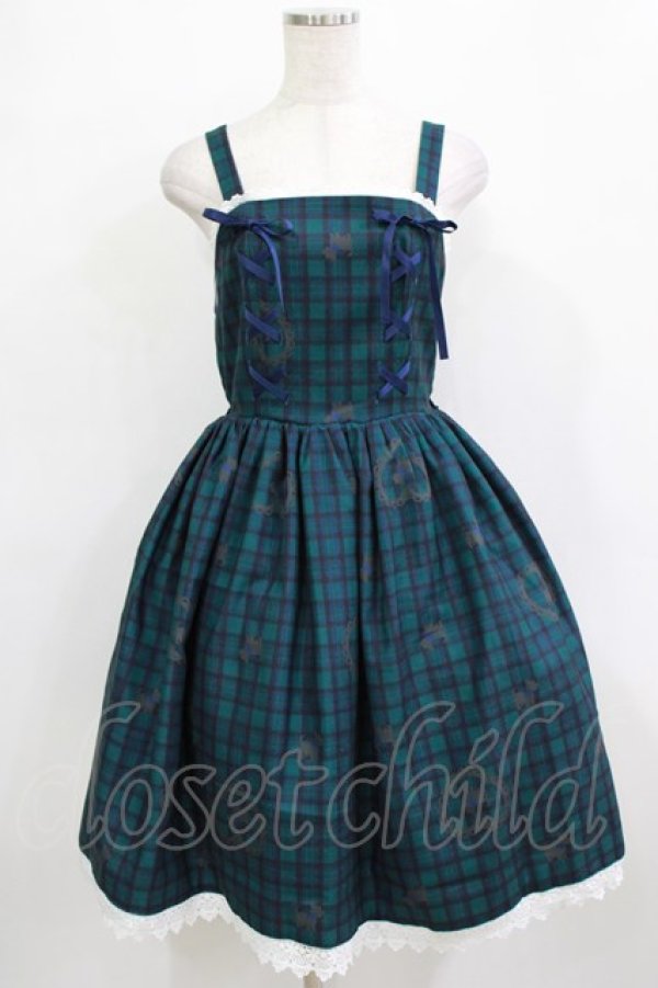 画像1: axes femme Kawaii / おさんぽテリア柄ジャンスカ M グリーン H-26-01-20-006-AX-OP-NS-ZH (1)