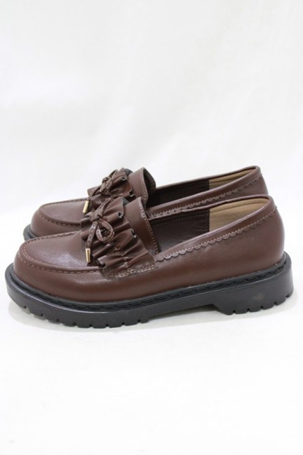 画像2: m petit by misako / AMリボンフリルローファー M ブラウン H-26-01-20-077-LO-SH-NS-ZH (2)