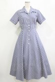 画像1: an another angelus / レトロギンガム開衿ワンピース Free BLUE×WH H-26-01-20-007-CA-OP-NS-ZH (1)