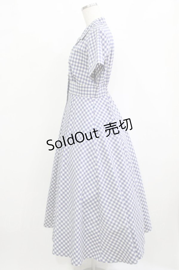 画像2: an another angelus / レトロギンガム開衿ワンピース Free BLUE×WH H-26-01-20-007-CA-OP-NS-ZH (2)