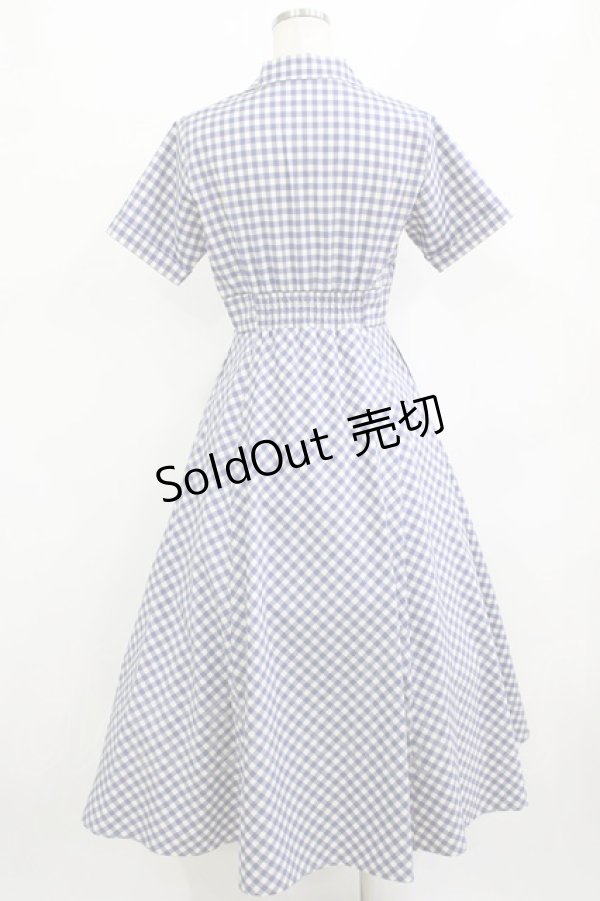 画像3: an another angelus / レトロギンガム開衿ワンピース Free BLUE×WH H-26-01-20-007-CA-OP-NS-ZH (3)