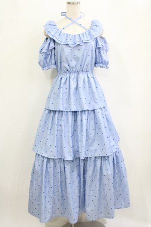 画像: Ank Rouge / ハートdotオフショルロングワンピース M サックス H-26-01-20-008-CA-OP-NS-ZH