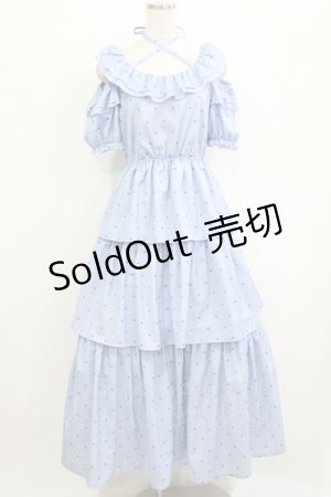 画像: Ank Rouge / ハートdotオフショルロングワンピース M サックス H-26-01-20-008-CA-OP-NS-ZH