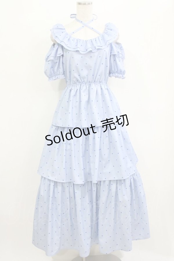 画像1: Ank Rouge / ハートdotオフショルロングワンピース M サックス H-26-01-20-008-CA-OP-NS-ZH (1)