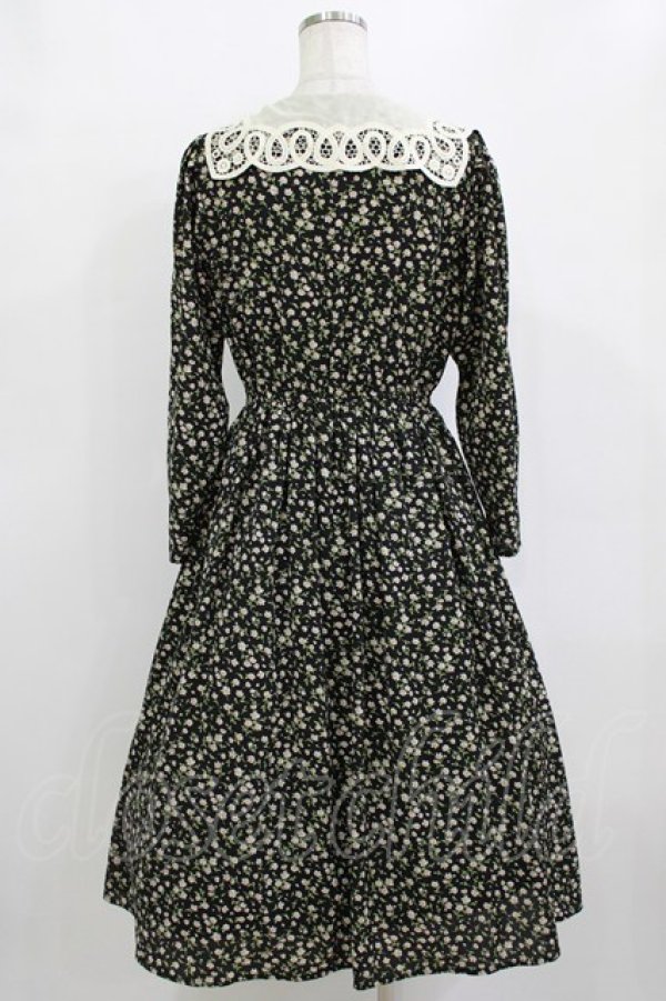 画像3: an another angelus / レース衿小花柄ロングワンピース Free Black H-26-01-20-011-CA-OP-NS-ZH (3)