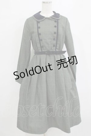 画像: Fi.n.t / 別珍使いダブル釦チェックワンピース Free GREEN×NV H-26-01-20-016-CA-OP-NS-ZH