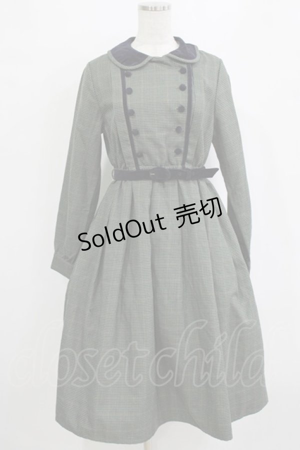 画像1: Fi.n.t / 別珍使いダブル釦チェックワンピース Free GREEN×NV H-26-01-20-016-CA-OP-NS-ZH (1)