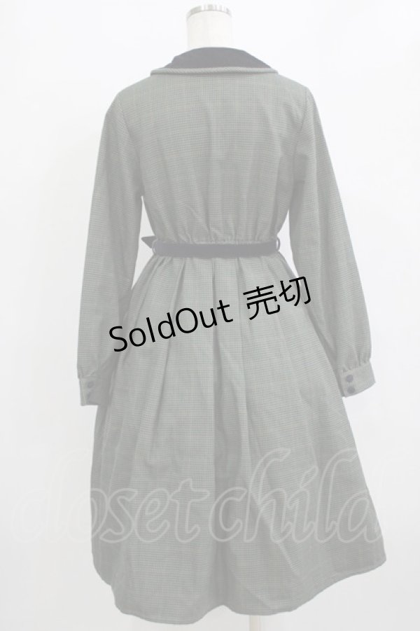 画像3: Fi.n.t / 別珍使いダブル釦チェックワンピース Free GREEN×NV H-26-01-20-016-CA-OP-NS-ZH (3)