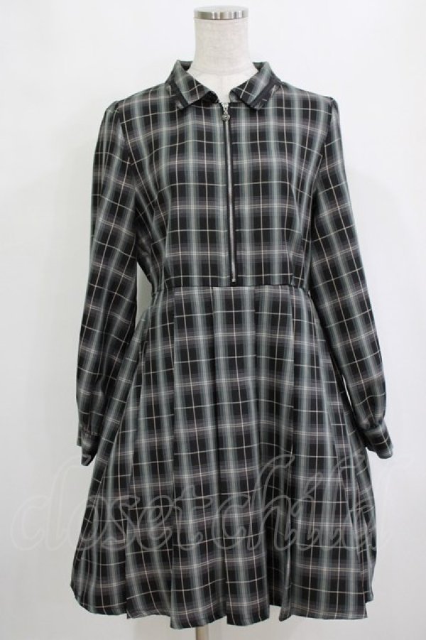 画像1: axes femme / ジップ×プリーツワンピース Free グリーン H-26-01-20-017-AX-OP-NS-ZH (1)