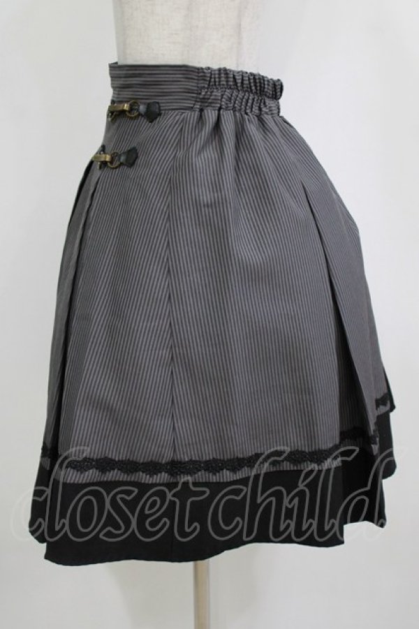 画像2: axes femme / ビット付きバイカラーストライプスカート M グレー H-26-01-20-022-AX-SK-NS-ZH (2)
