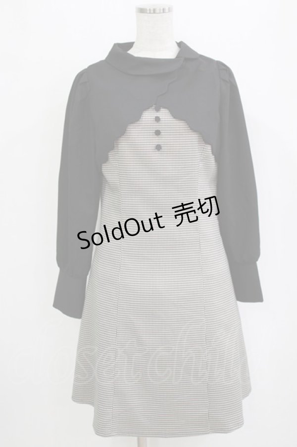 画像1: Fi.n.t / スカラップ使いレイヤードチェックワンピース Free BLACK×GY H-26-01-20-024-CA-OP-NS-ZH (1)