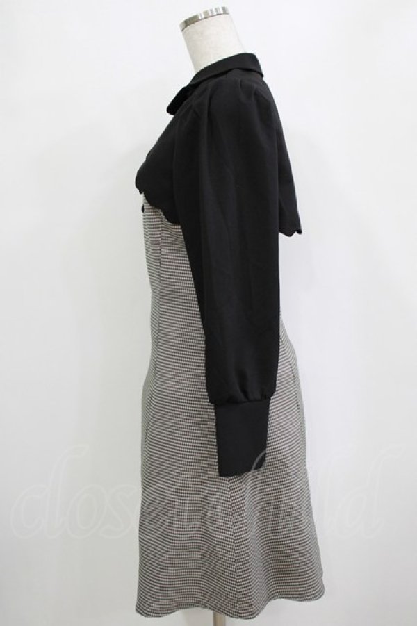 画像2: Fi.n.t / スカラップ使いレイヤードチェックワンピース Free BLACK×GY H-26-01-20-024-CA-OP-NS-ZH (2)